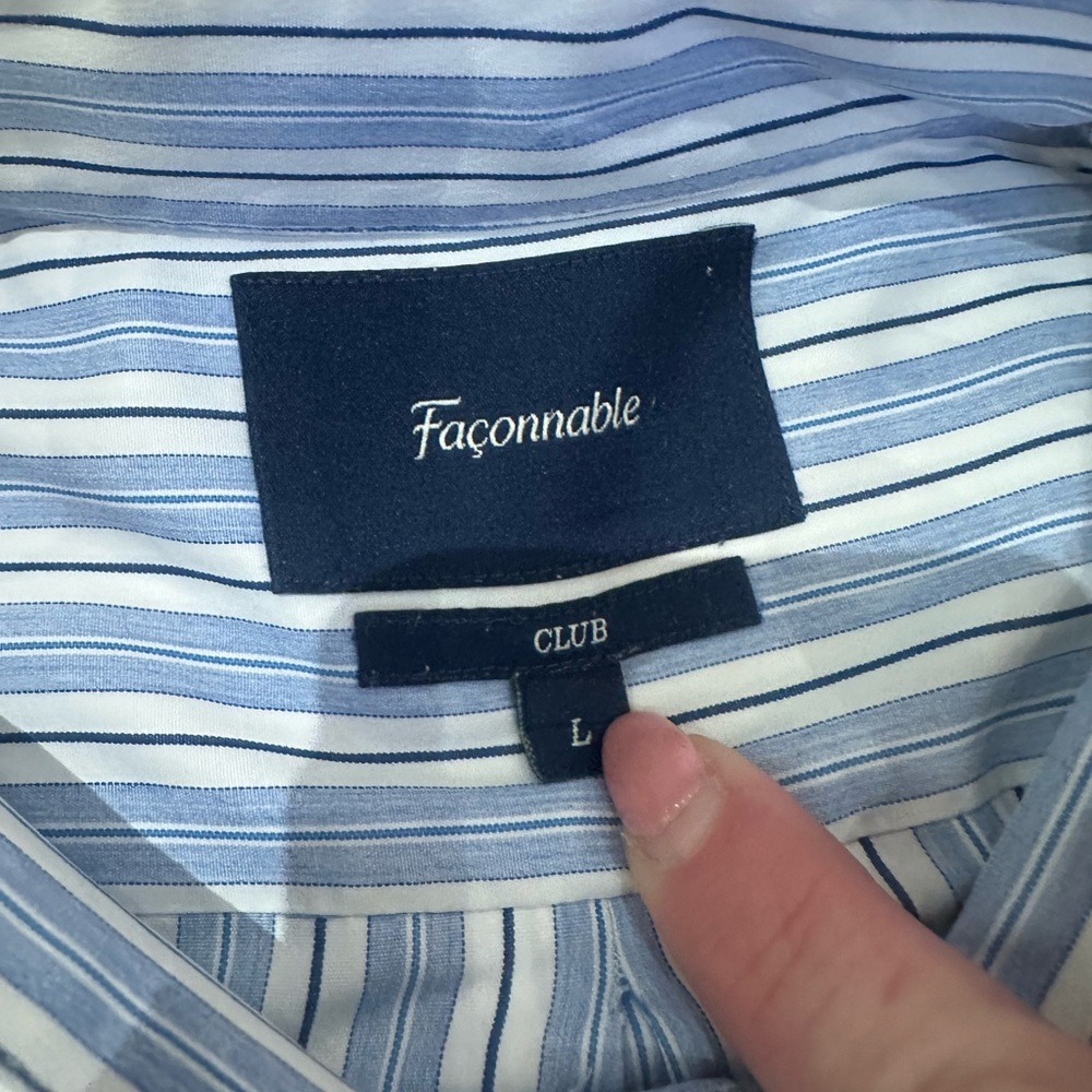 Faconable blue striped button down
